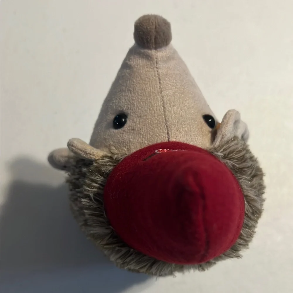 Hedgehog Gnome 10 “ Holiday Christmas decoration white &‎ gray